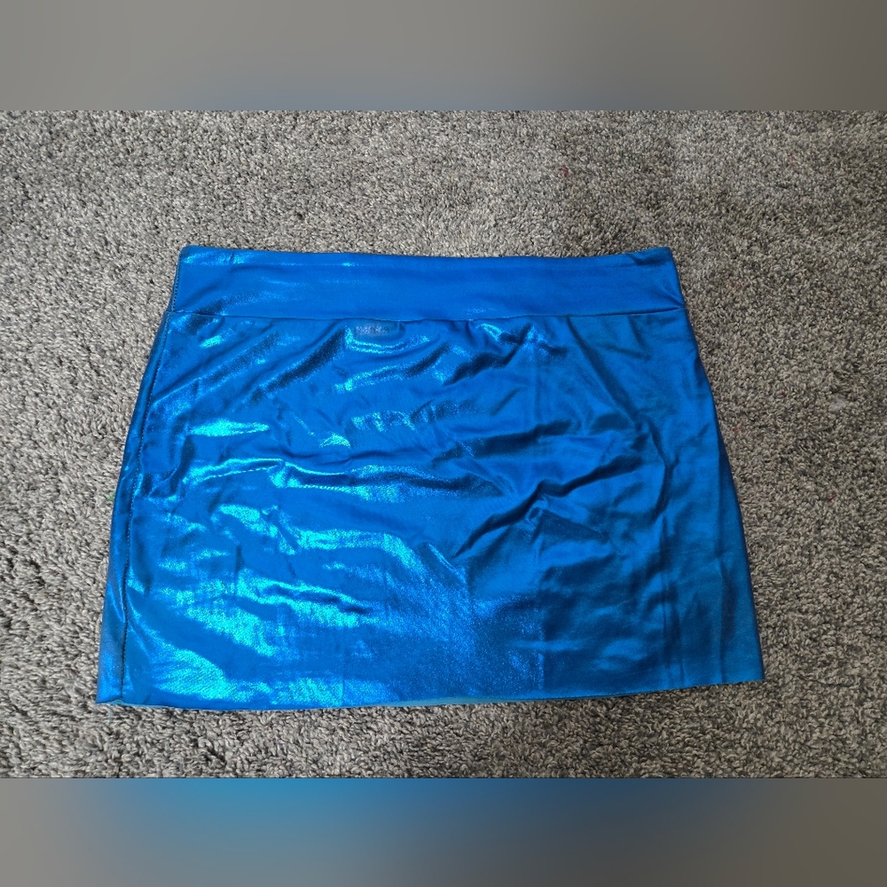 Shimmering Blue Spandex Skirt, XL, New Without Tags
